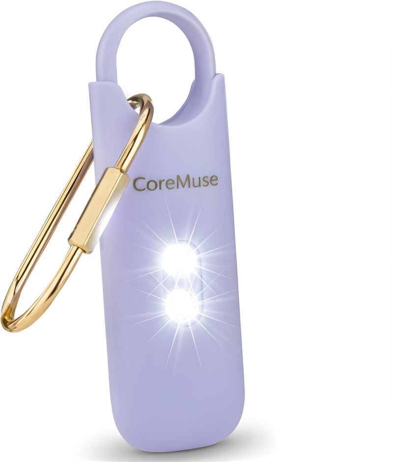 CoreMuse Personal Safety Alarm for Women – Panic Button 130dB Siren with Dual LED Strobe Flashlight, Rechargeable Self Defense Keychain for Night Walking, Campus, Travel Gifts for Women (Violet) - Image 1